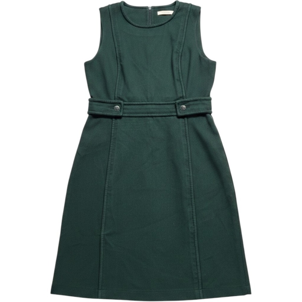 Tory Burch Forest Green Sleeveless Button Waist‎ Sheath Dress Size 12 Designer